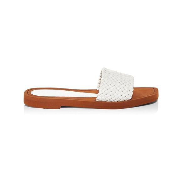 STUART WEITZMAN Womens White Woven Wova Slip On Leather Slide Sandals 9.5 B - Picture 3 of 3